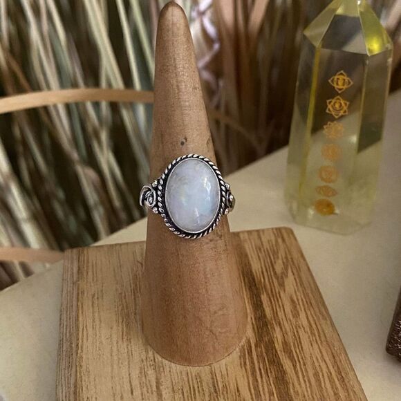 Moonstone Sterling Silver Boho Ring Size 6 - Picture 1 of 11